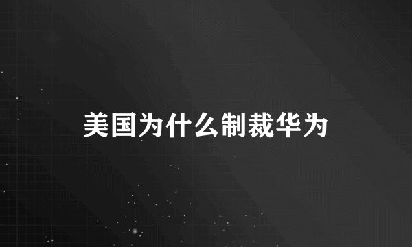 美国为什么制裁华为