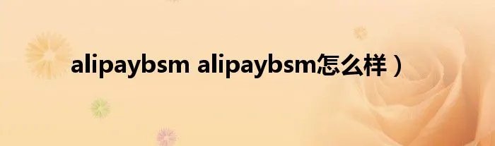alipaybsm alipaybsm怎么样)
