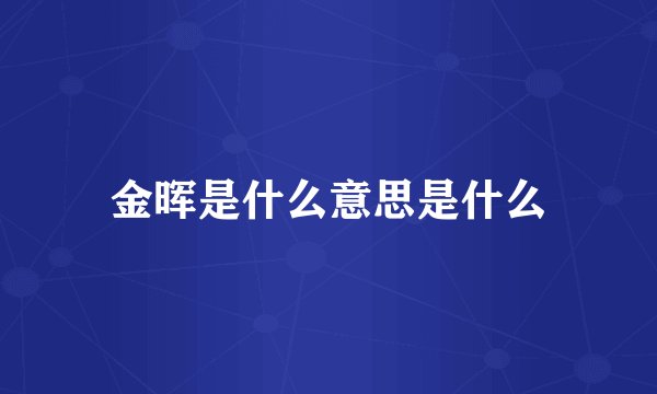金晖是什么意思是什么