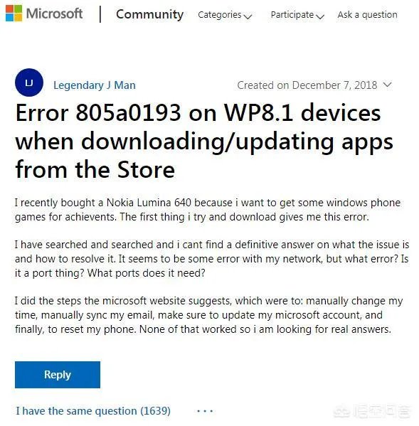 Windows Phone 8.x应用商店，为何会出现805a0193的报错？