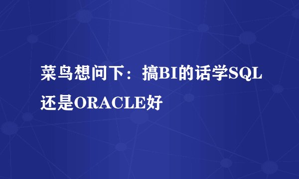 菜鸟想问下：搞BI的话学SQL还是ORACLE好
