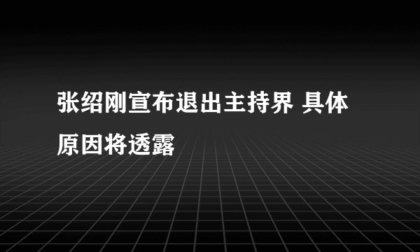 张绍刚宣布退出主持界 具体原因将透露