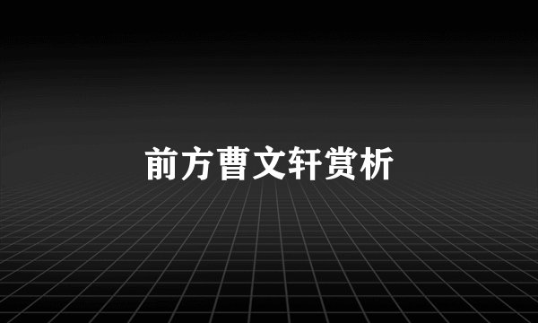 前方曹文轩赏析