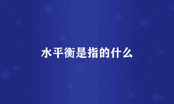 水平衡是指的什么