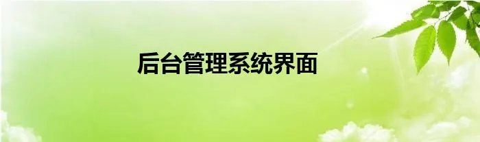 后台管理系统界面