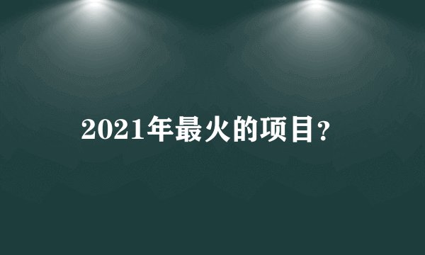 2021年最火的项目?