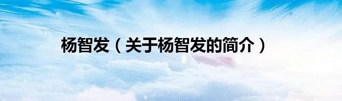 杨智发（关于杨智发的简介）