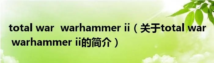 total war warhammer ii(关于total war warhammer ii的简介)