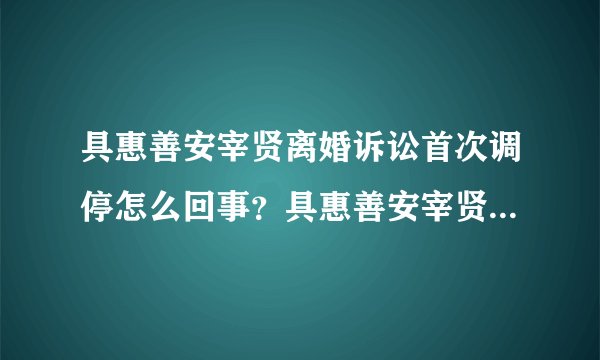 具惠善安宰贤离婚诉讼首次调停怎么回事？具惠善安宰贤为什么还没离婚
