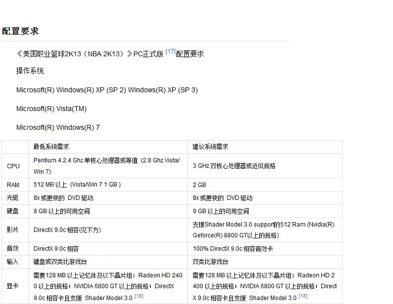 NBA2k13配置高吗?NBA2k13配置要求