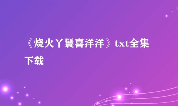 《烧火丫鬟喜洋洋》txt全集下载