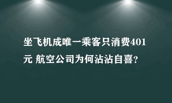 坐飞机成唯一乘客只消费401元 航空公司为何沾沾自喜?
