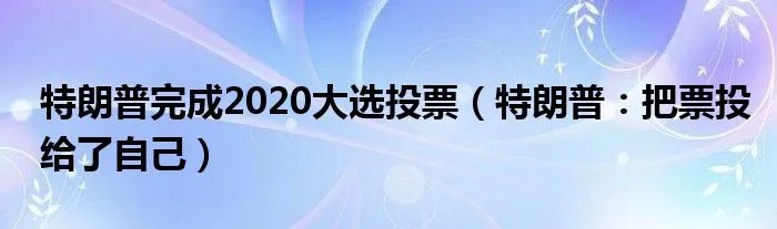 特朗普完成2020大选投票（特朗普：把票投给了自己）