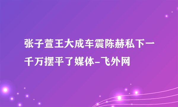 张子萱王大成车震陈赫私下一千万摆平了媒体-飞外网