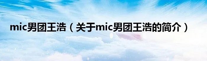 mic男团王浩(关于mic男团王浩的简介)