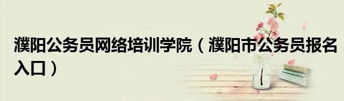 濮阳公务员网络培训学院(濮阳市公务员报名入口)