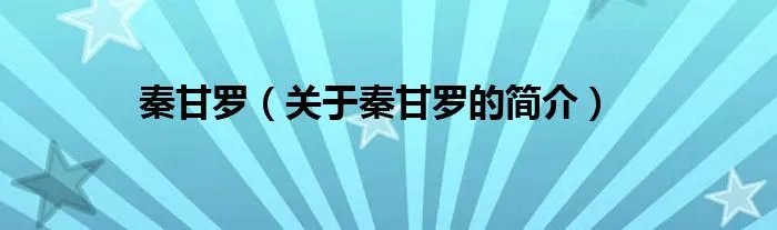 秦甘罗（关于秦甘罗的简介）