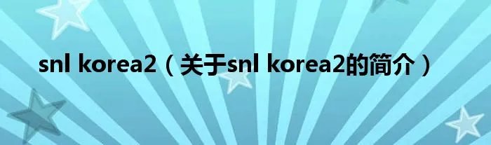 snl korea2（关于snl korea2的简介）