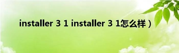 installer 3 1 installer 3 1怎么样）