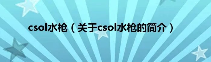 csol水枪（关于csol水枪的简介）