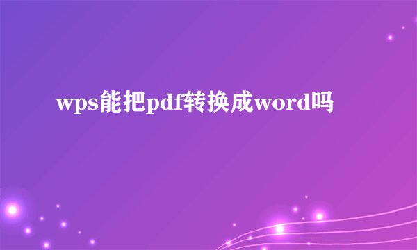 wps能把pdf转换成word吗