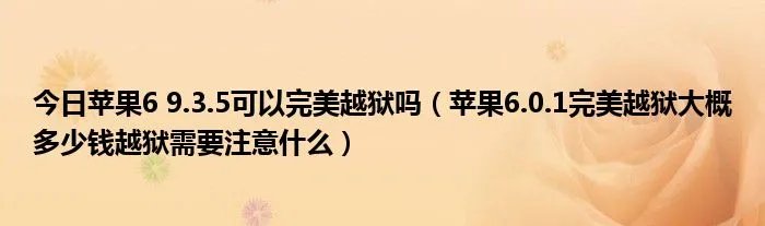今日苹果6 9.3.5可以完美越狱吗（苹果6.0.1完美越狱大概多少钱越狱需要注意什么）