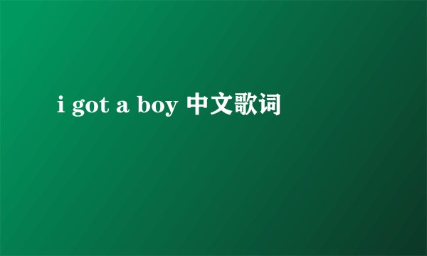 i got a boy 中文歌词