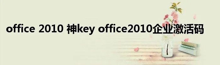 office 2010 神key office2010企业激活码