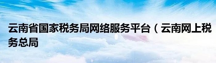 云南省国家税务局网络服务平台(云南网上税务总局