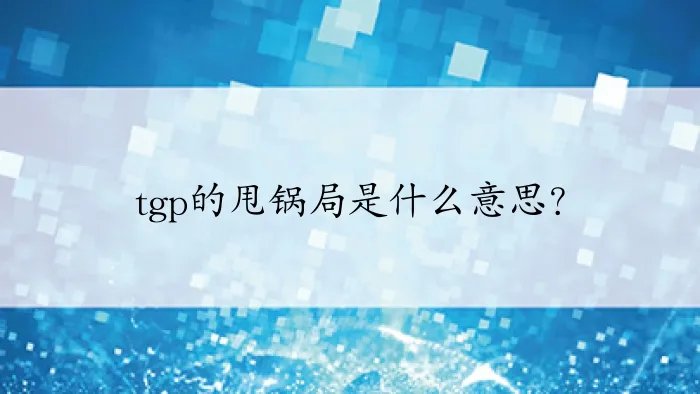 tgp的甩锅局是什么意思？