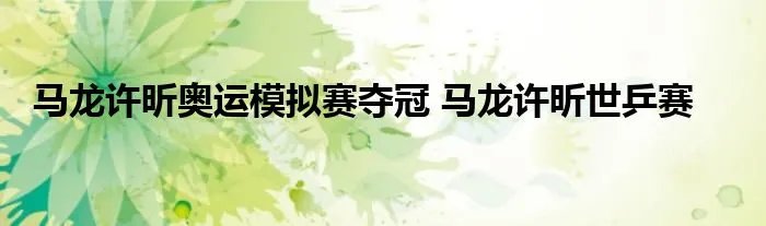 马龙许昕奥运模拟赛夺冠 马龙许昕世乒赛