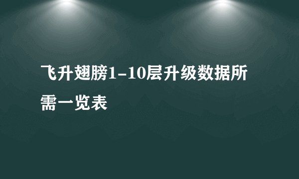 飞升翅膀1-10层升级数据所需一览表