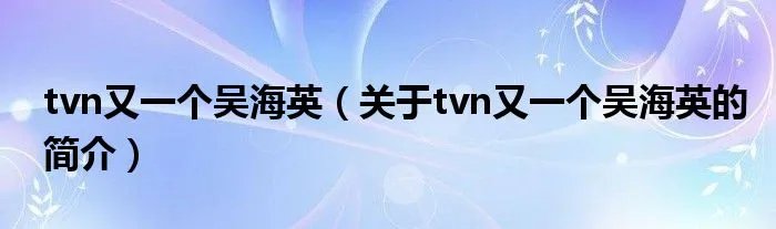 tvn又一个吴海英（关于tvn又一个吴海英的简介）