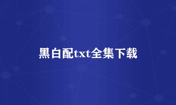 黑白配txt全集下载