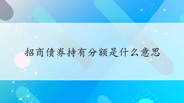 招商债券持有分额是什么意思