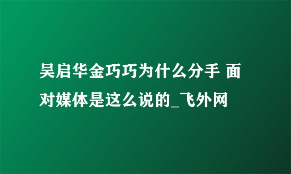 吴启华金巧巧为什么分手 面对媒体是这么说的_飞外网