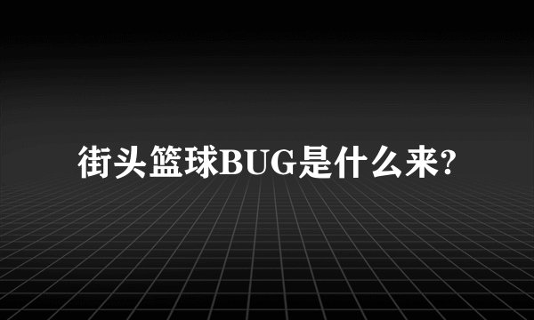 街头篮球BUG是什么来?