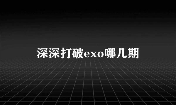 深深打破exo哪几期