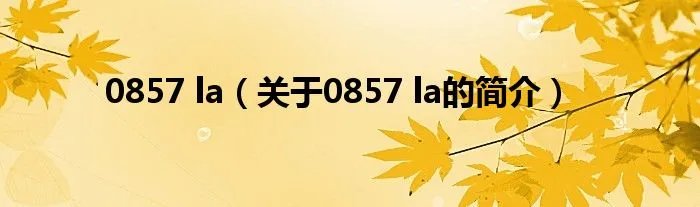 0857 la（关于0857 la的简介）