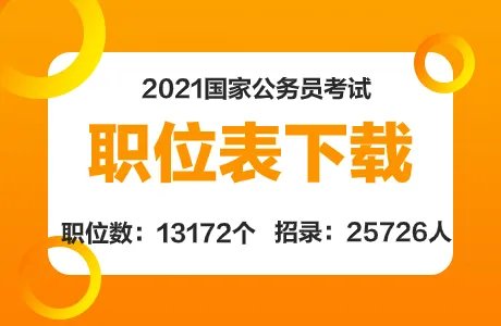 2021年国家公务员考试职位表