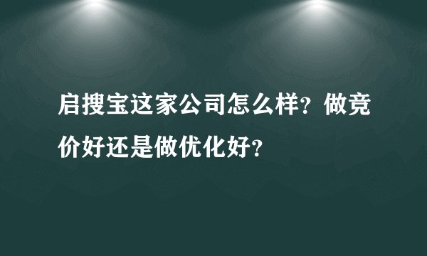 启搜宝这家公司怎么样？做竞价好还是做优化好？