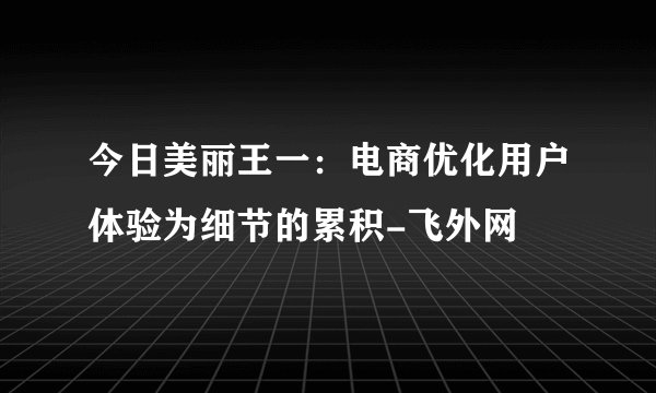 今日美丽王一：电商优化用户体验为细节的累积-飞外网
