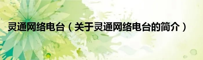 灵通网络电台（关于灵通网络电台的简介）