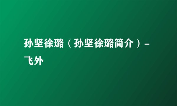 孙坚徐璐(孙坚徐璐简介)-飞外