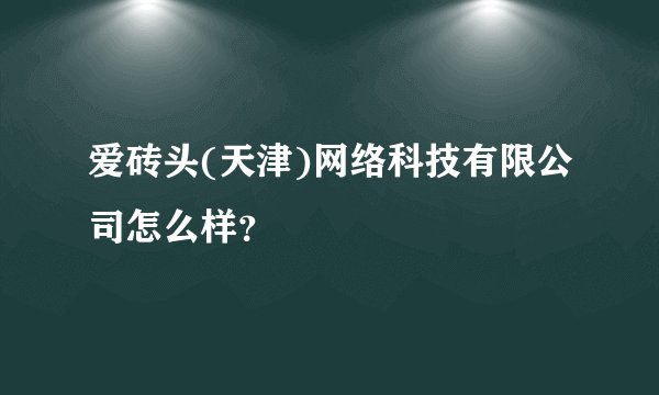 爱砖头(天津)网络科技有限公司怎么样？
