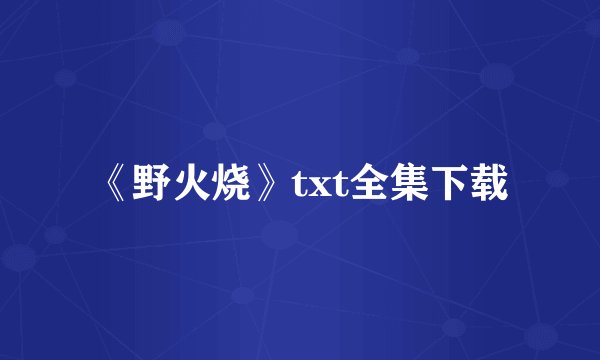 《野火烧》txt全集下载