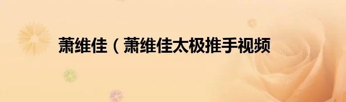 萧维佳（萧维佳太极推手视频