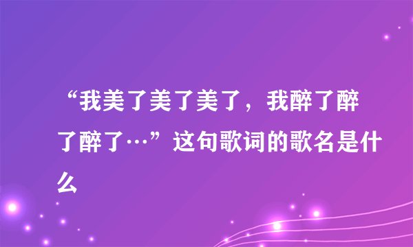 “我美了美了美了，我醉了醉了醉了…”这句歌词的歌名是什么