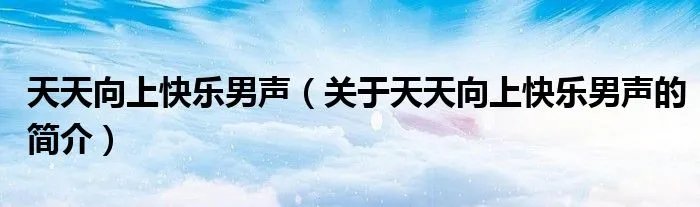 天天向上快乐男声（关于天天向上快乐男声的简介）