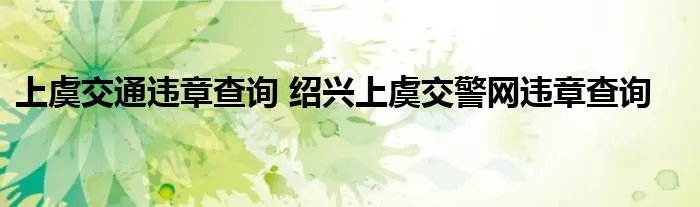 上虞交通违章查询 绍兴上虞交警网违章查询